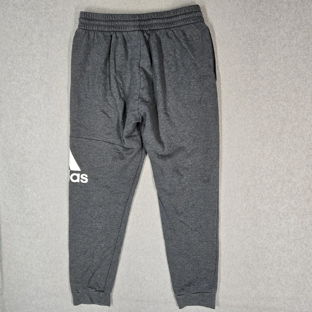Adidas Men Sweatpants 2XL Gray Tapered Jogger Fleece Logo Activewear 29